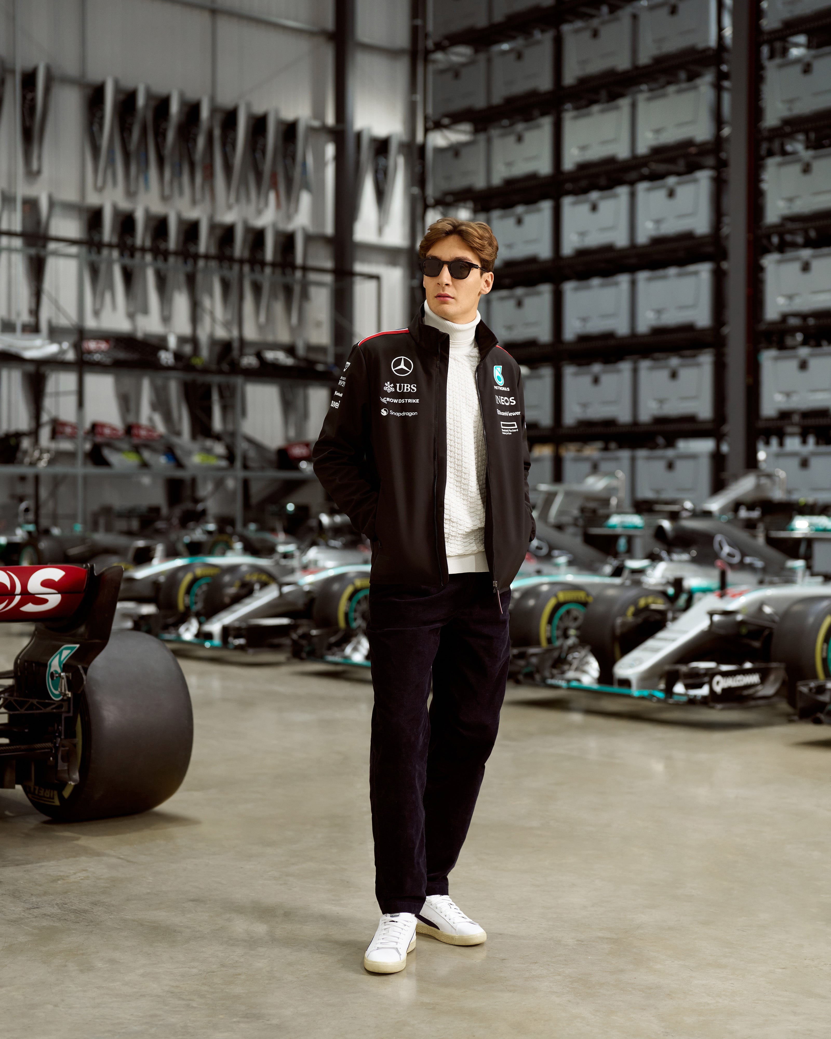 Giacca Softshell Ufficiale Mercedes AMG Petronas F1 Team 2024 - Uomo, Nero, Resistente Ad Acqua E Vento - Foto 6
