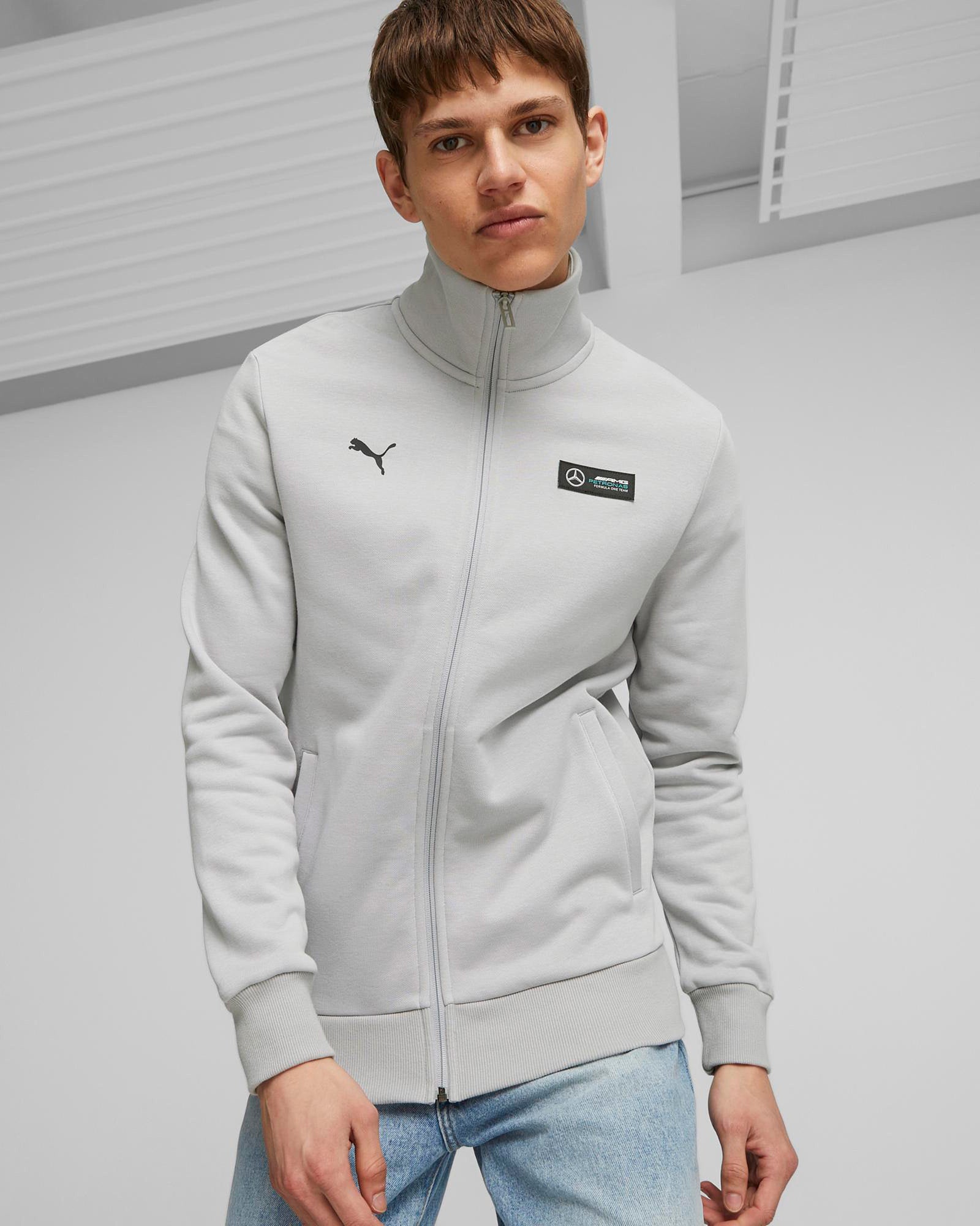 Mens Puma Essential Fleece Jacket Grey
