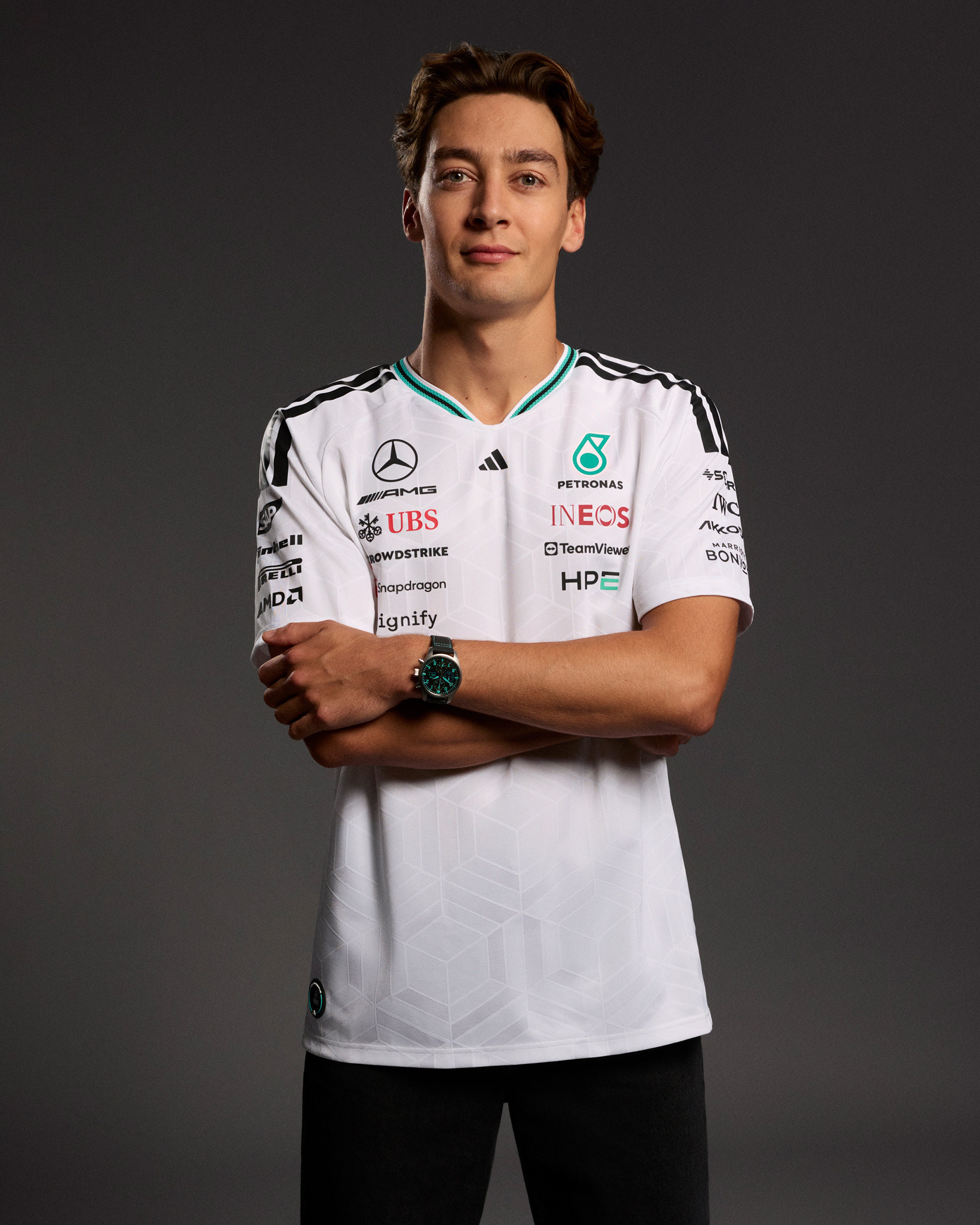 2026 Men's Authentic Driver Tee White | Mercedes-AMG PETRONAS F1