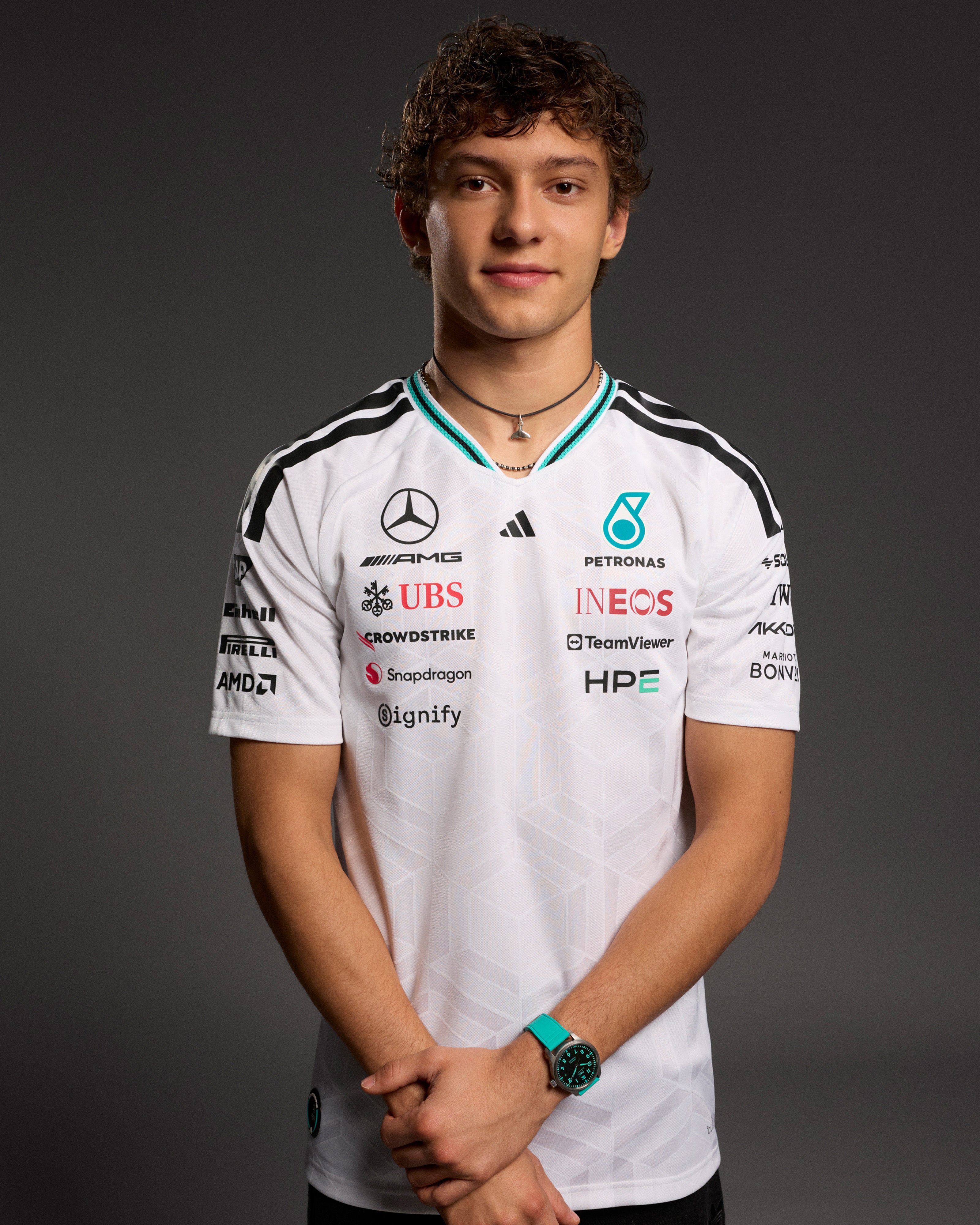 2026 Men's Authentic Driver Tee White | Mercedes-AMG PETRONAS F1