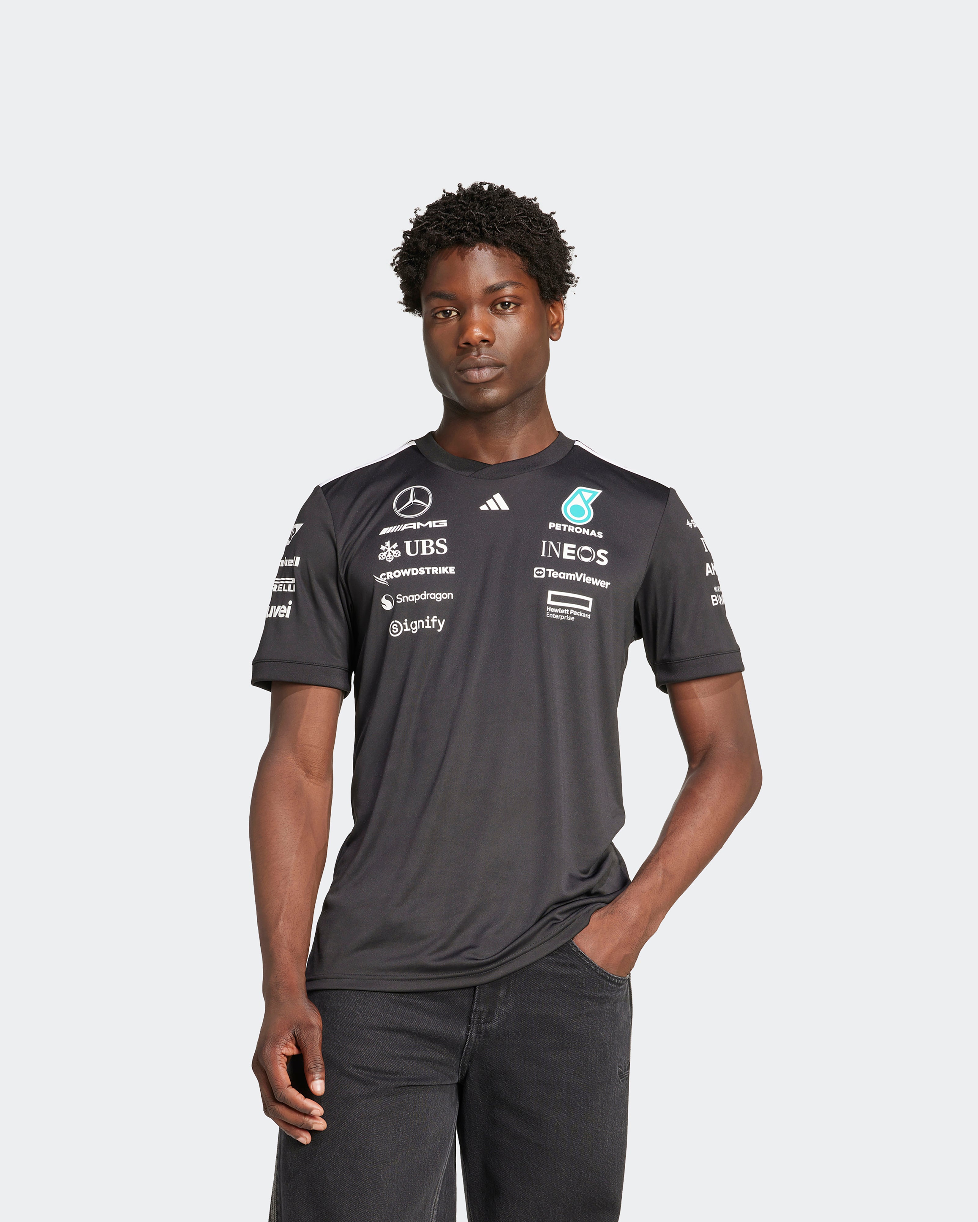 Mens 2025 Team Driver Tee Black | Official Mercedes-AMG PETRONAS