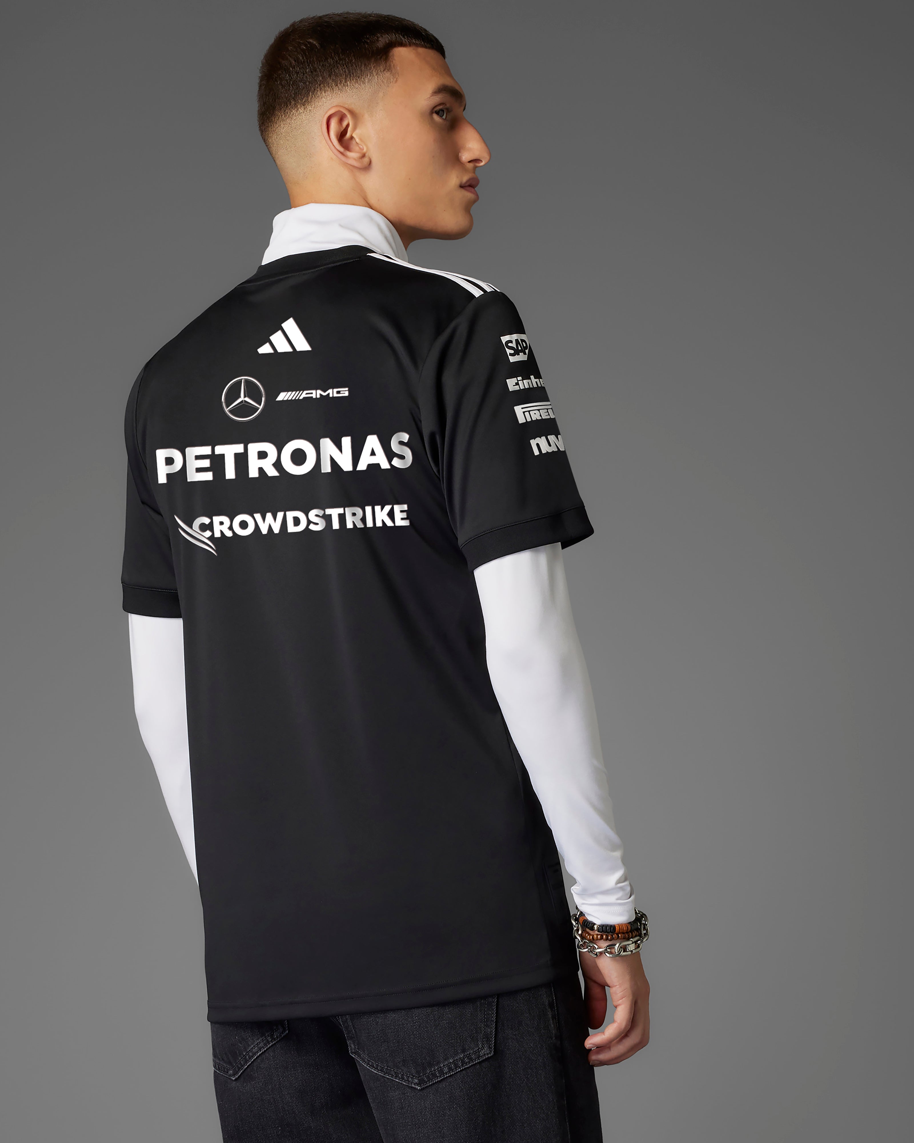 Mens 2025 Team Driver Tee Black | Official Mercedes-AMG PETRONAS