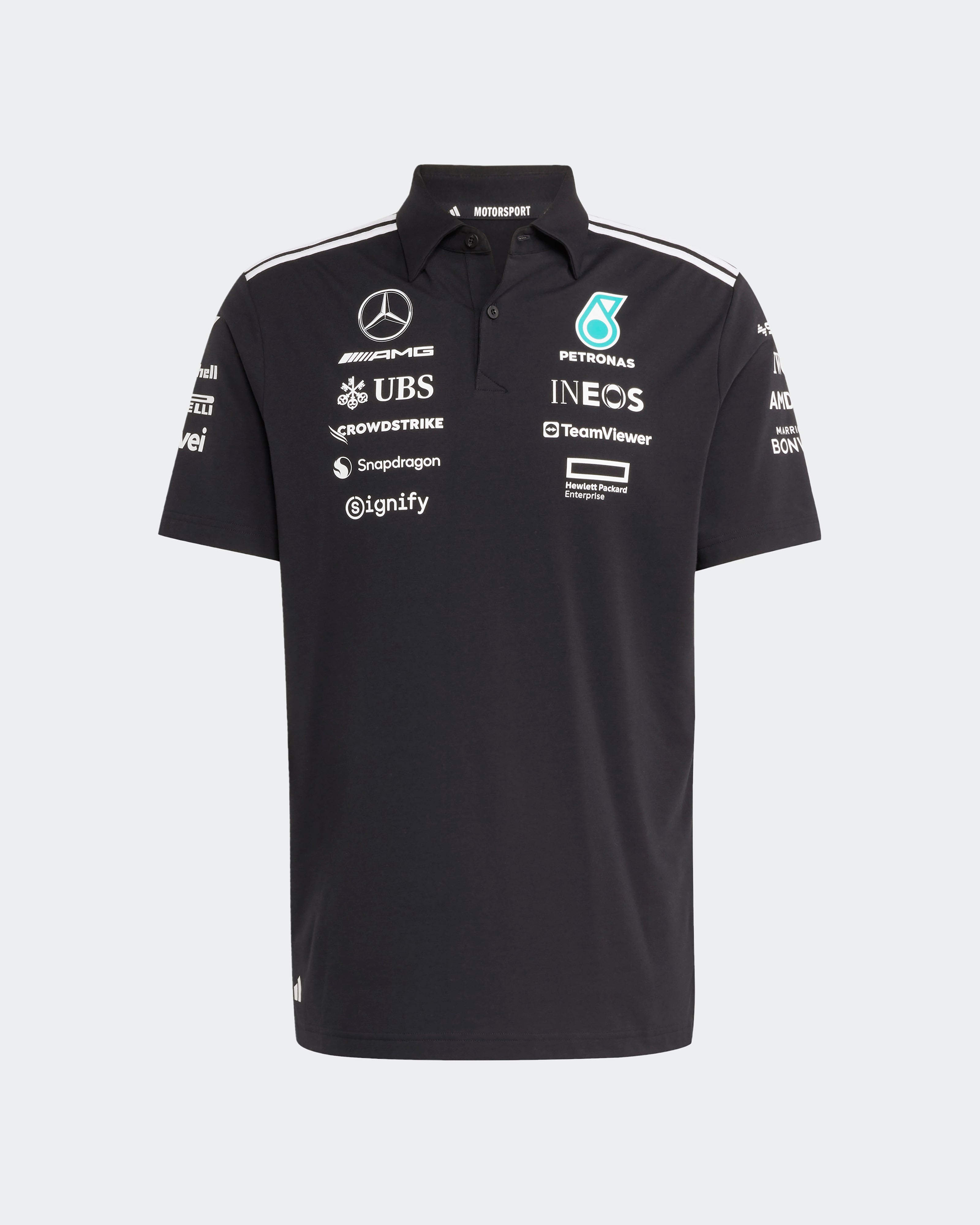 Mens 2025 Team Polo Black | Official Mercedes-AMG PETRONAS Mens 2025 Team Polo Black | Official Mercedes-AMG PETRONAS