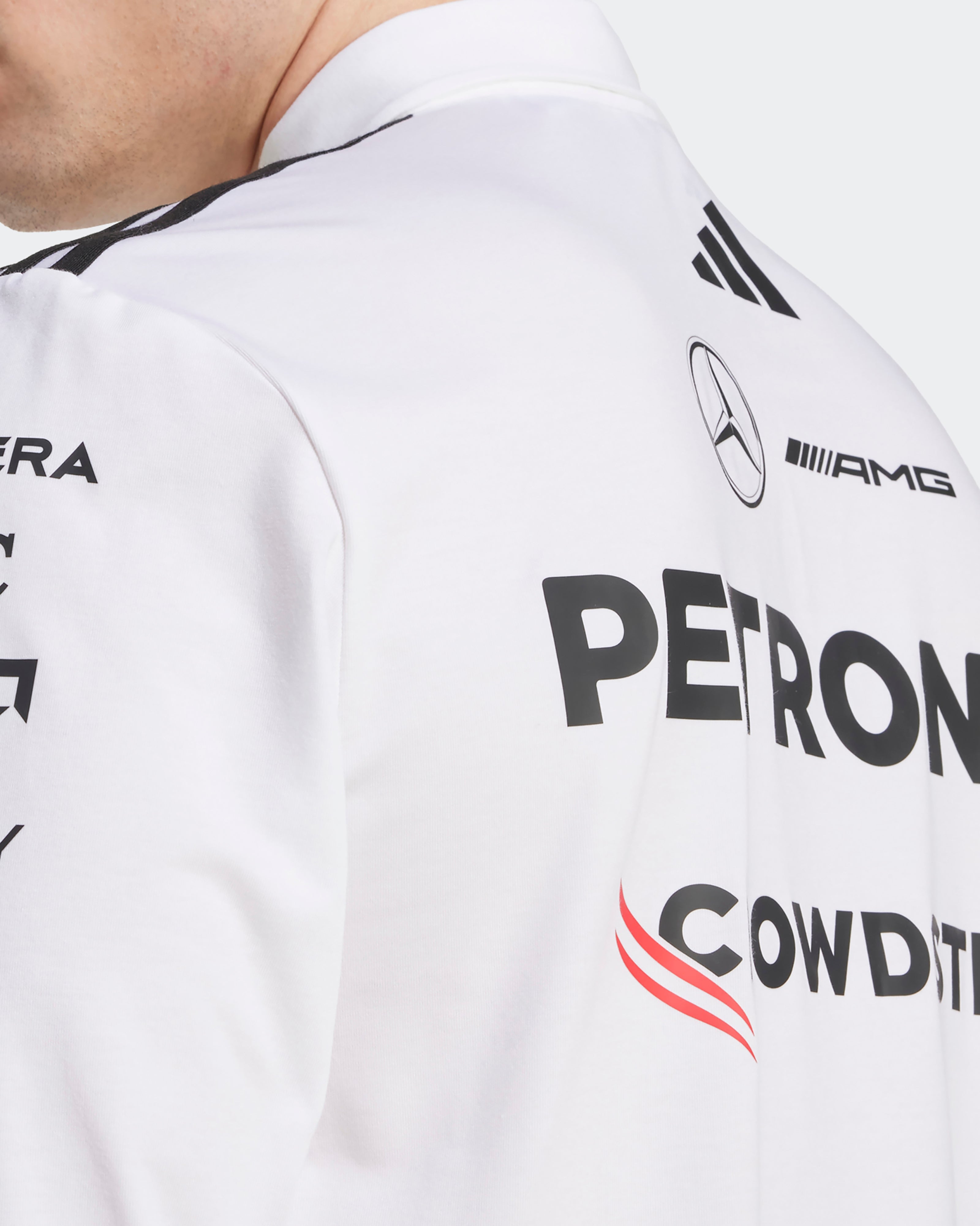 Mens 2025 Team Long Sleeve Polo White | Official Mercedes-AMG