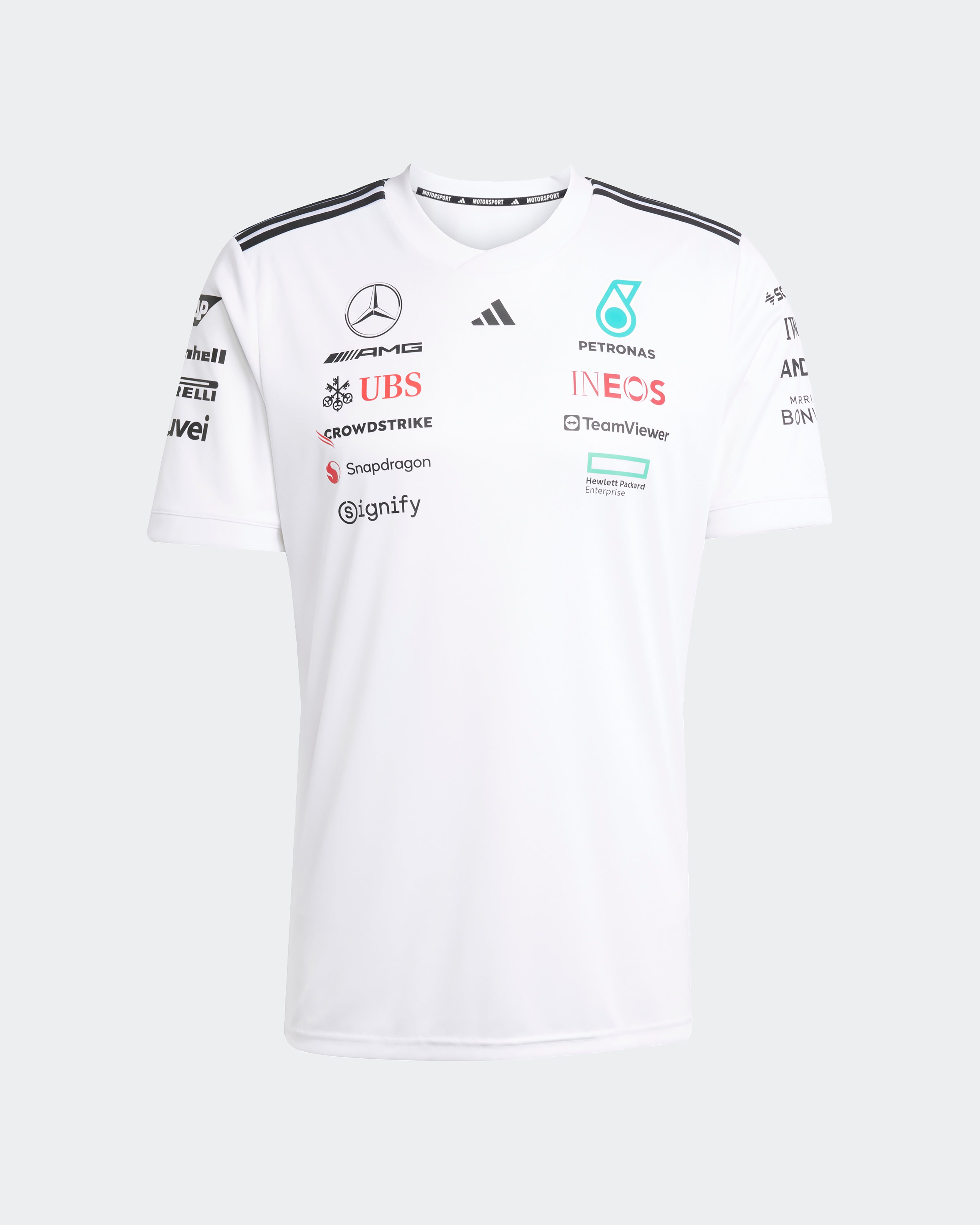 Mens 2025 Team Driver Tee White | Official Mercedes-AMG PETRONAS