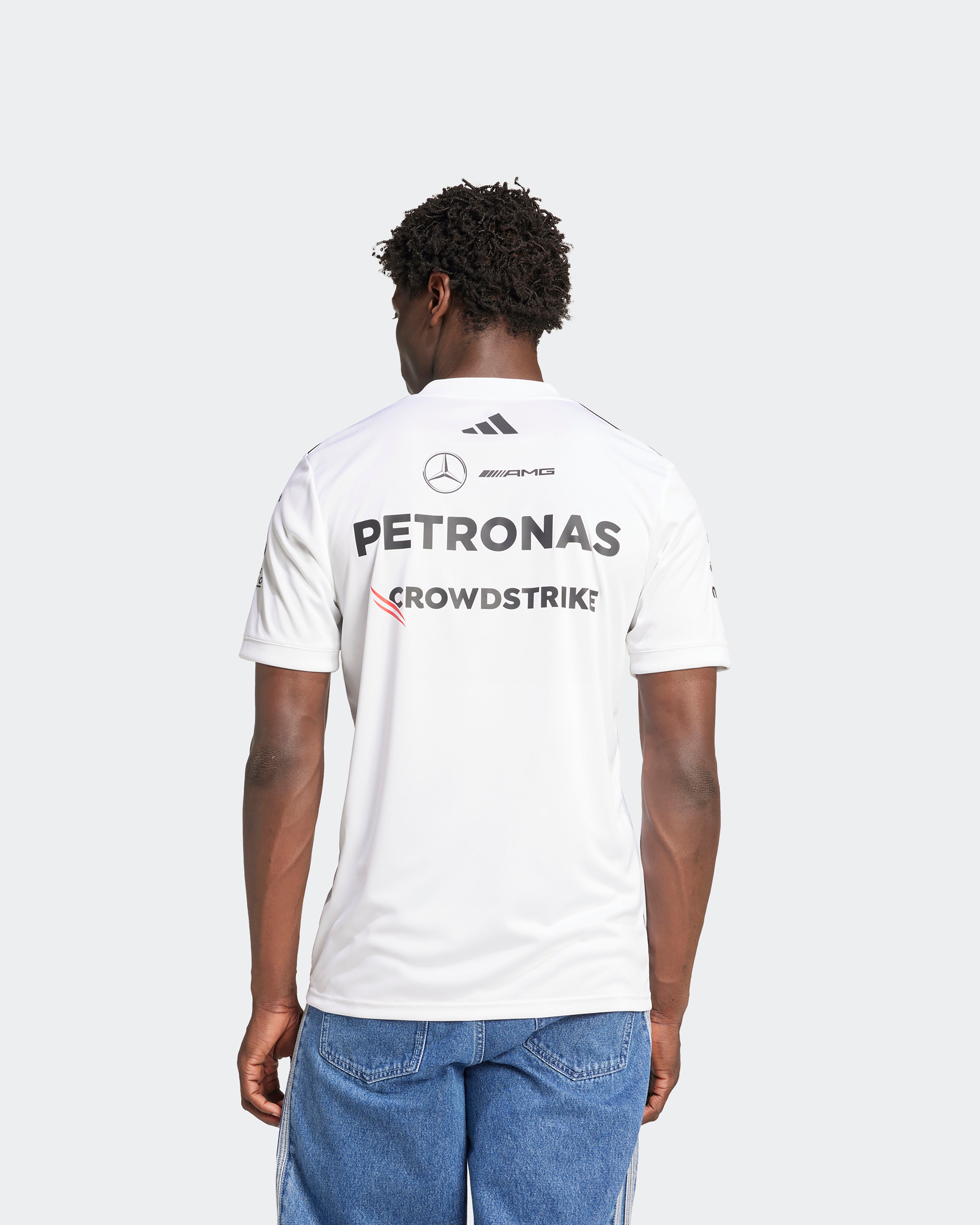 Mens 2025 Team Driver Tee White | Official Mercedes-AMG PETRONAS