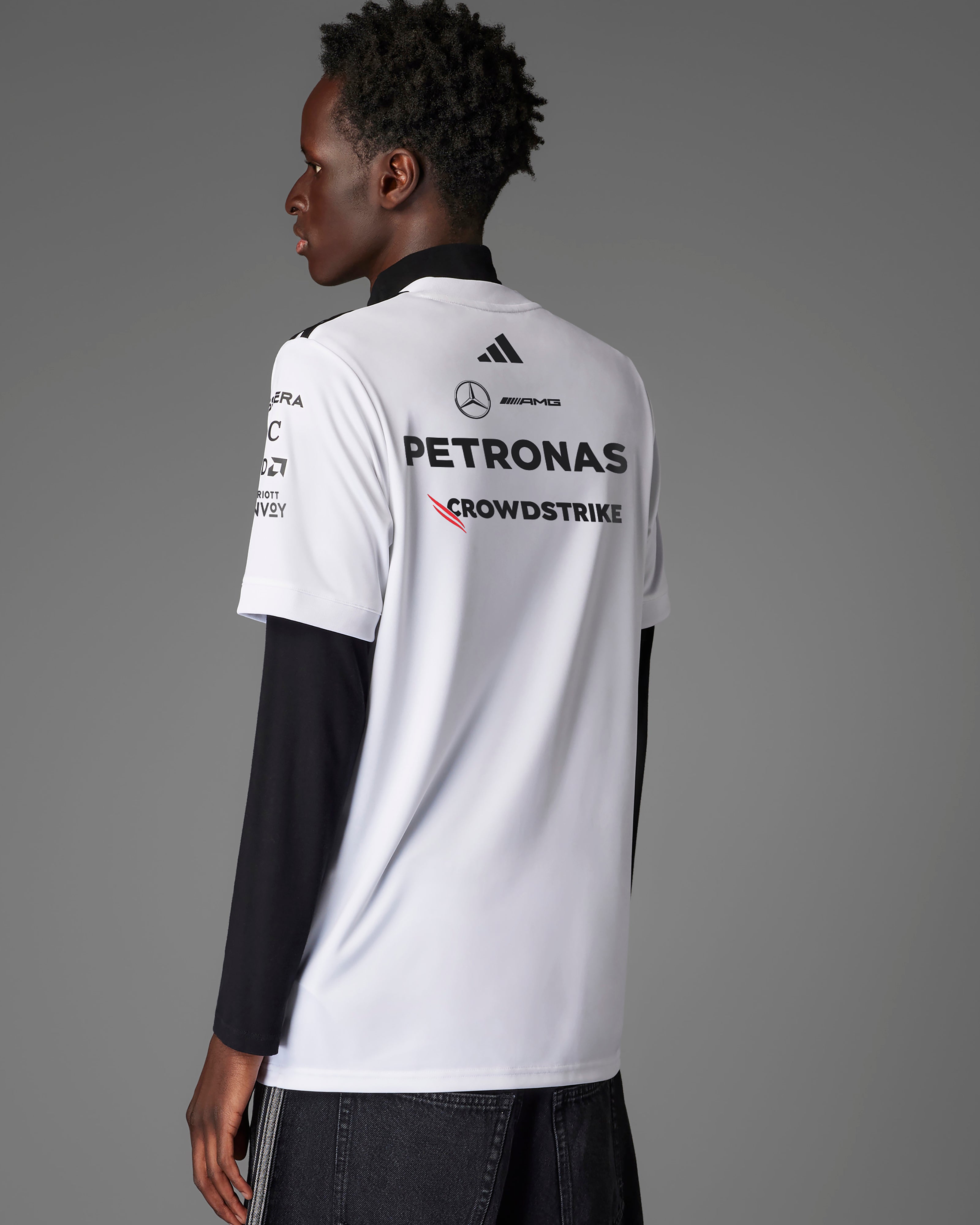 Mens 2025 Team Driver Tee White | Official Mercedes-AMG PETRONAS