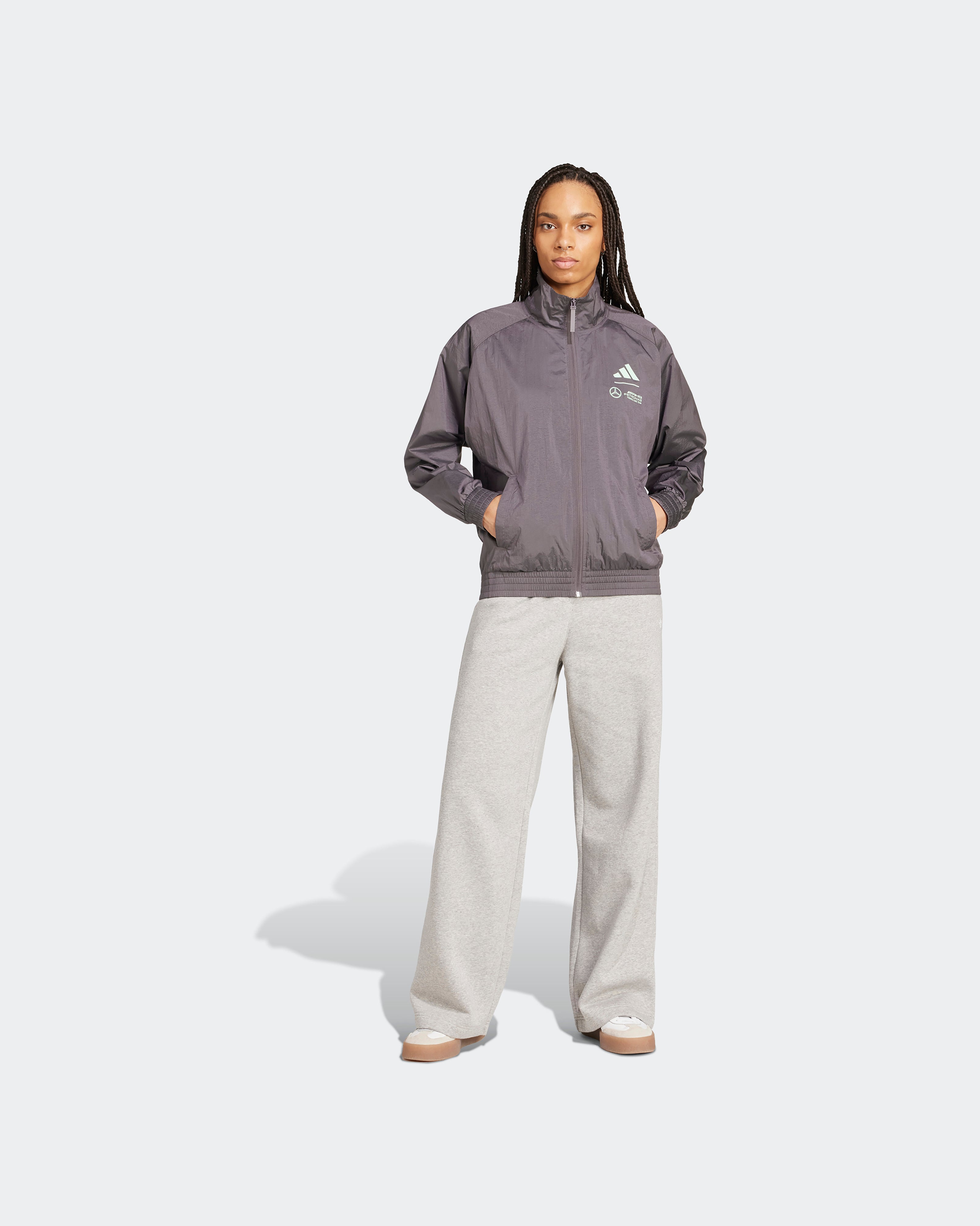 Womens Premium Woven Track Top Grey | Official Mercedes-AMG