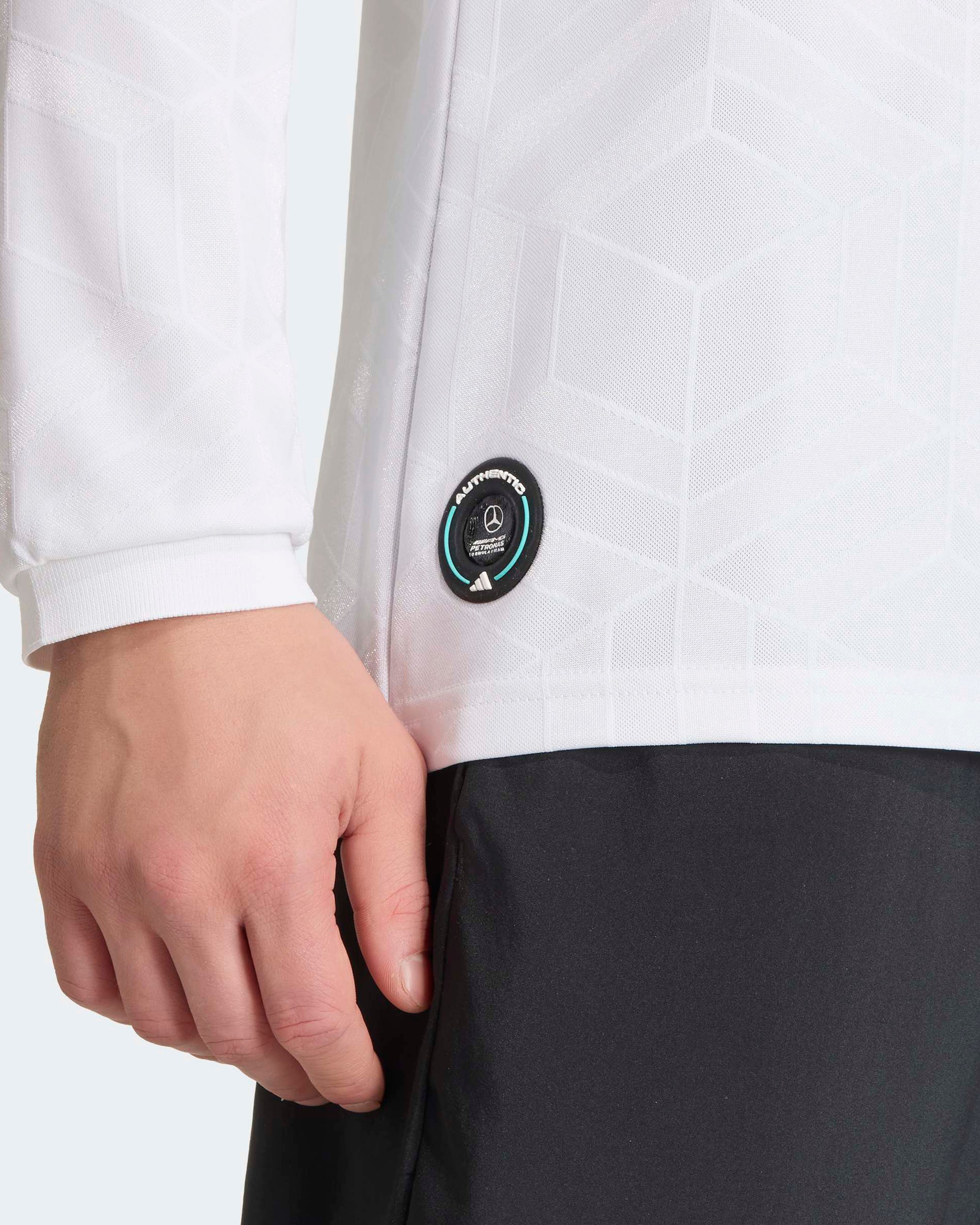 Mens 2026 Authentic Long-Sleeve Driver Tee White | Mercedes-AMG