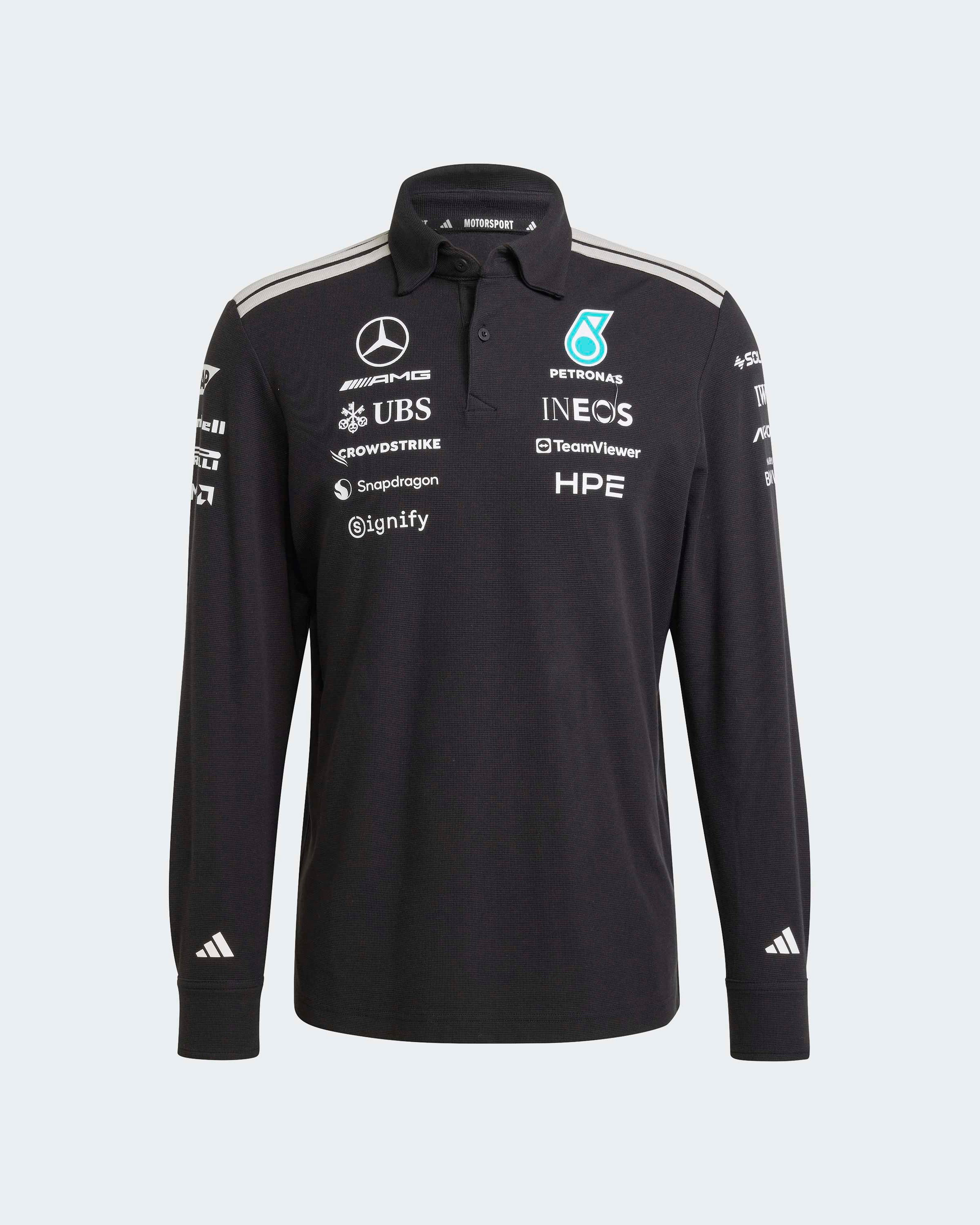 2026 Men's Long-Sleeve Polo - Black | Mercedes-AMG PETRONAS F1