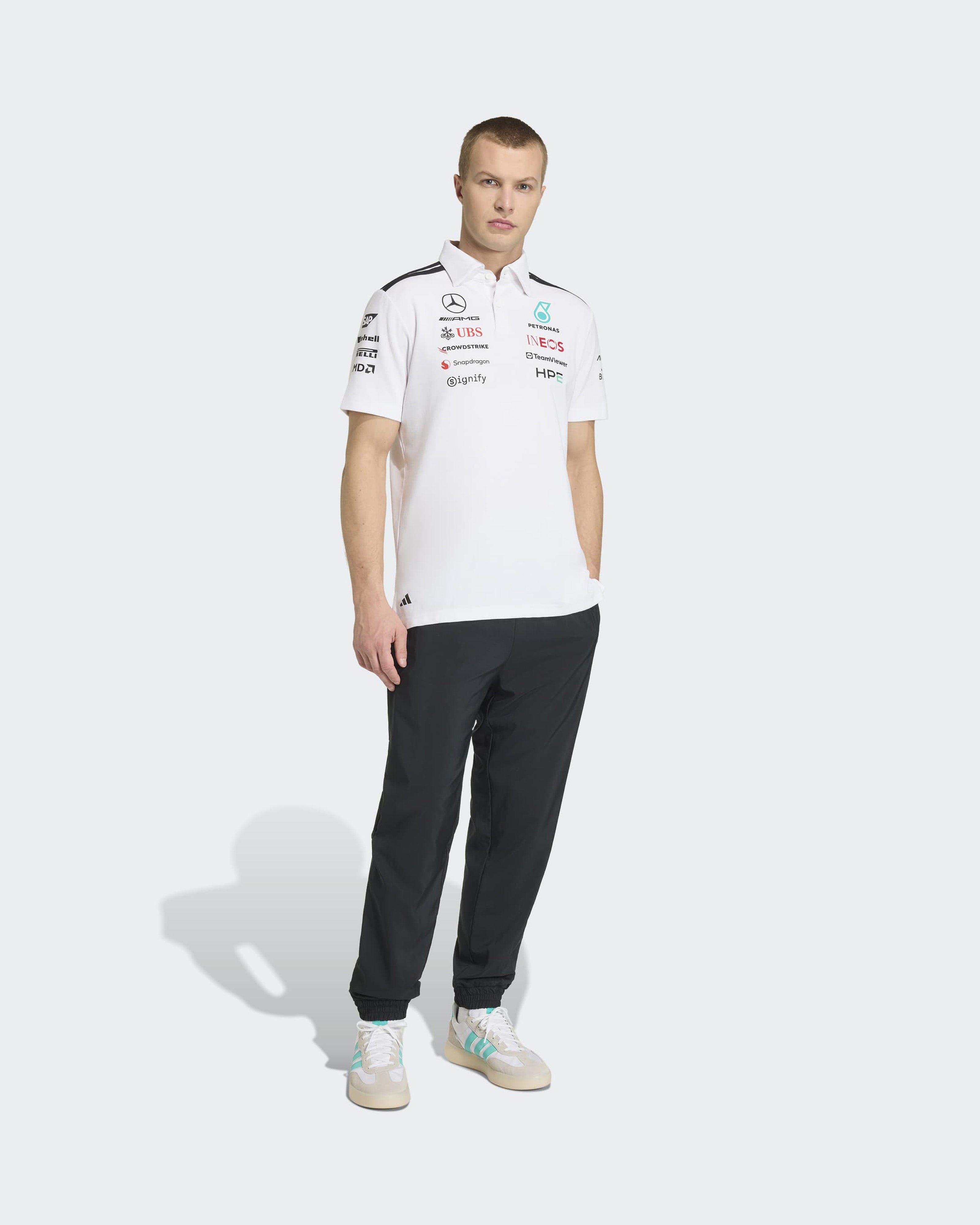 2026メルセデスAMG ポロシャツF1 Lサイズ Men's 2026 Team Polo Shirt - White | Official Mercedes-AMG