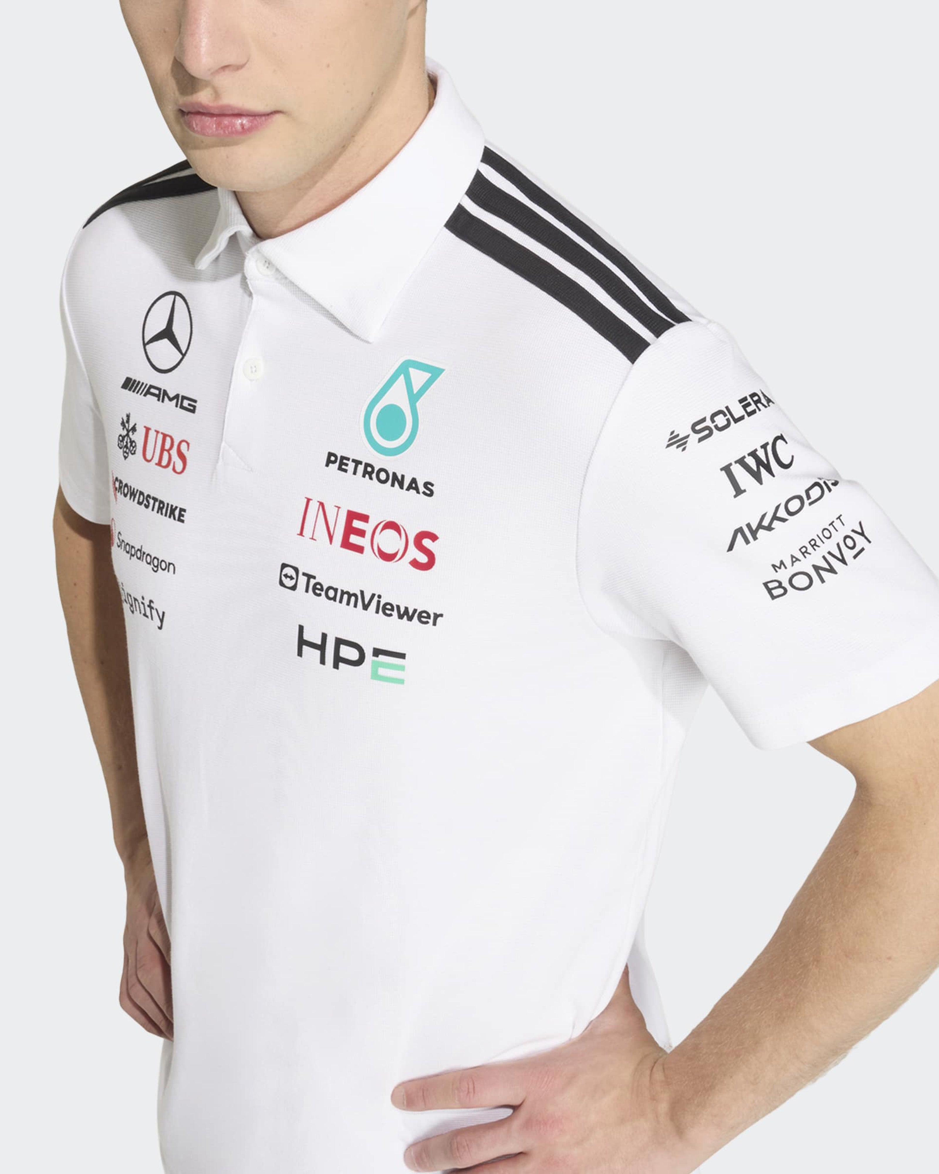 2026メルセデスAMG ポロシャツF1 Lサイズ Men's 2026 Team Polo Shirt - White | Official Mercedes-AMG