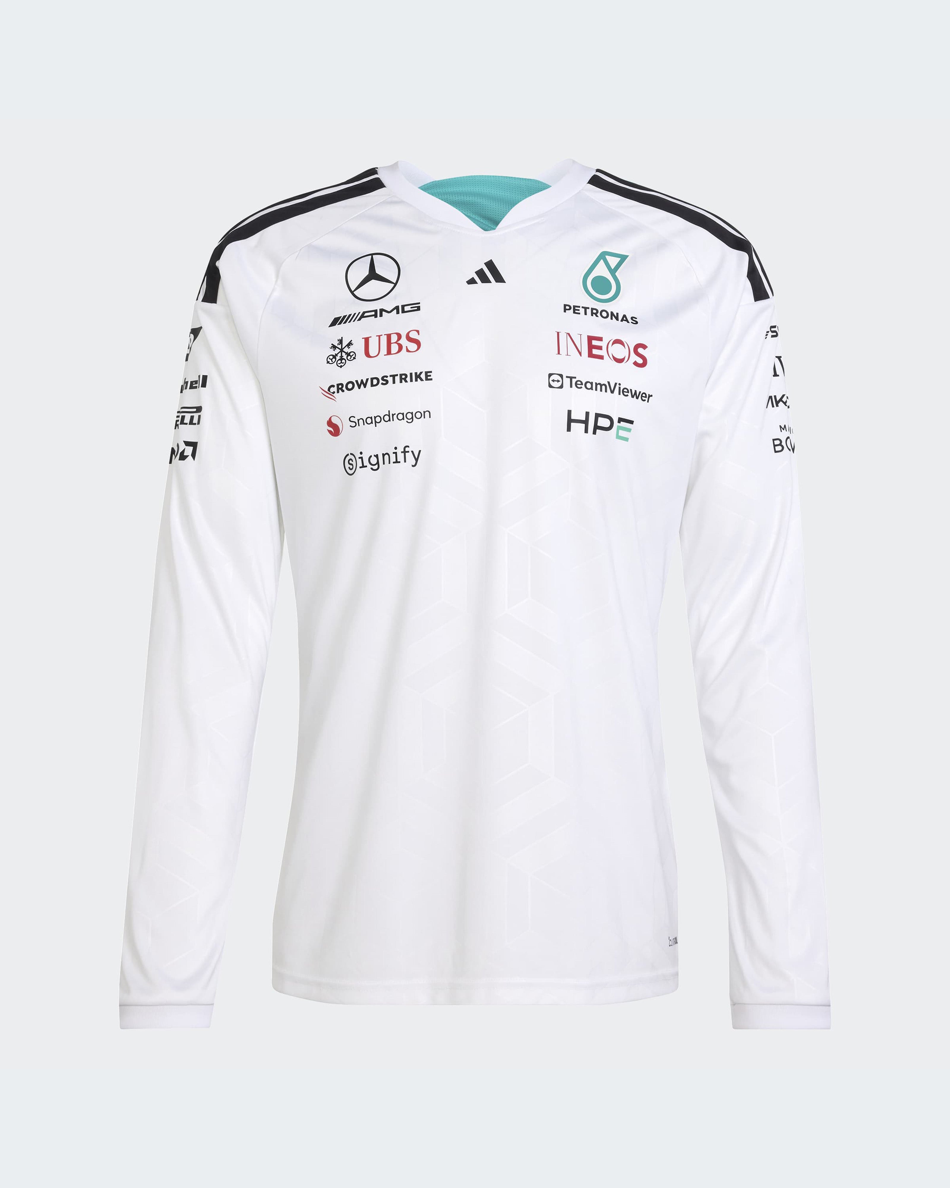 Men's 2026 Team Long-Sleeve Driver Tee - White | Mercedes-AMG
