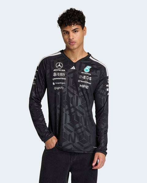 Men's 2026 Team Long-Sleeve Driver Tee - Black | Mercedes-AMG