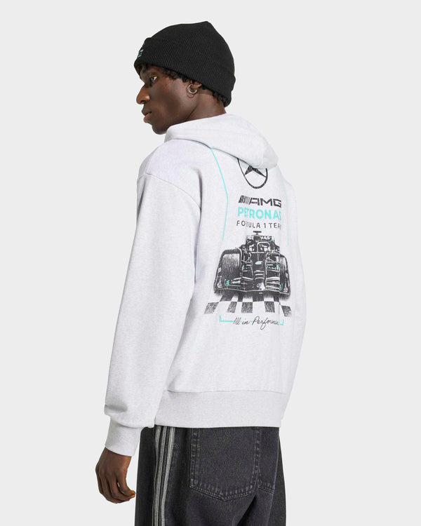 Mens Graphic Race Hoody Grey