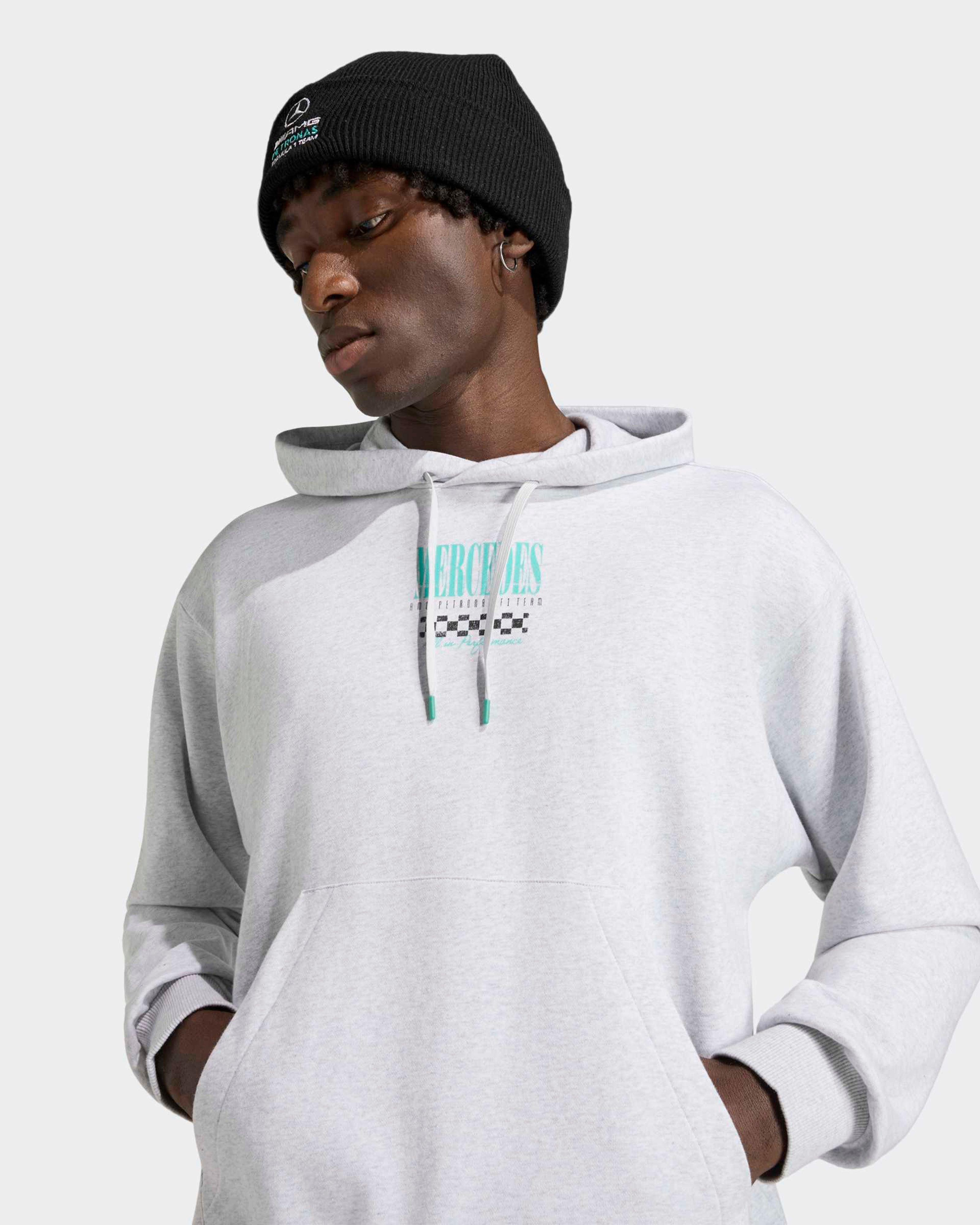 Mens Graphic Race Hoody Grey