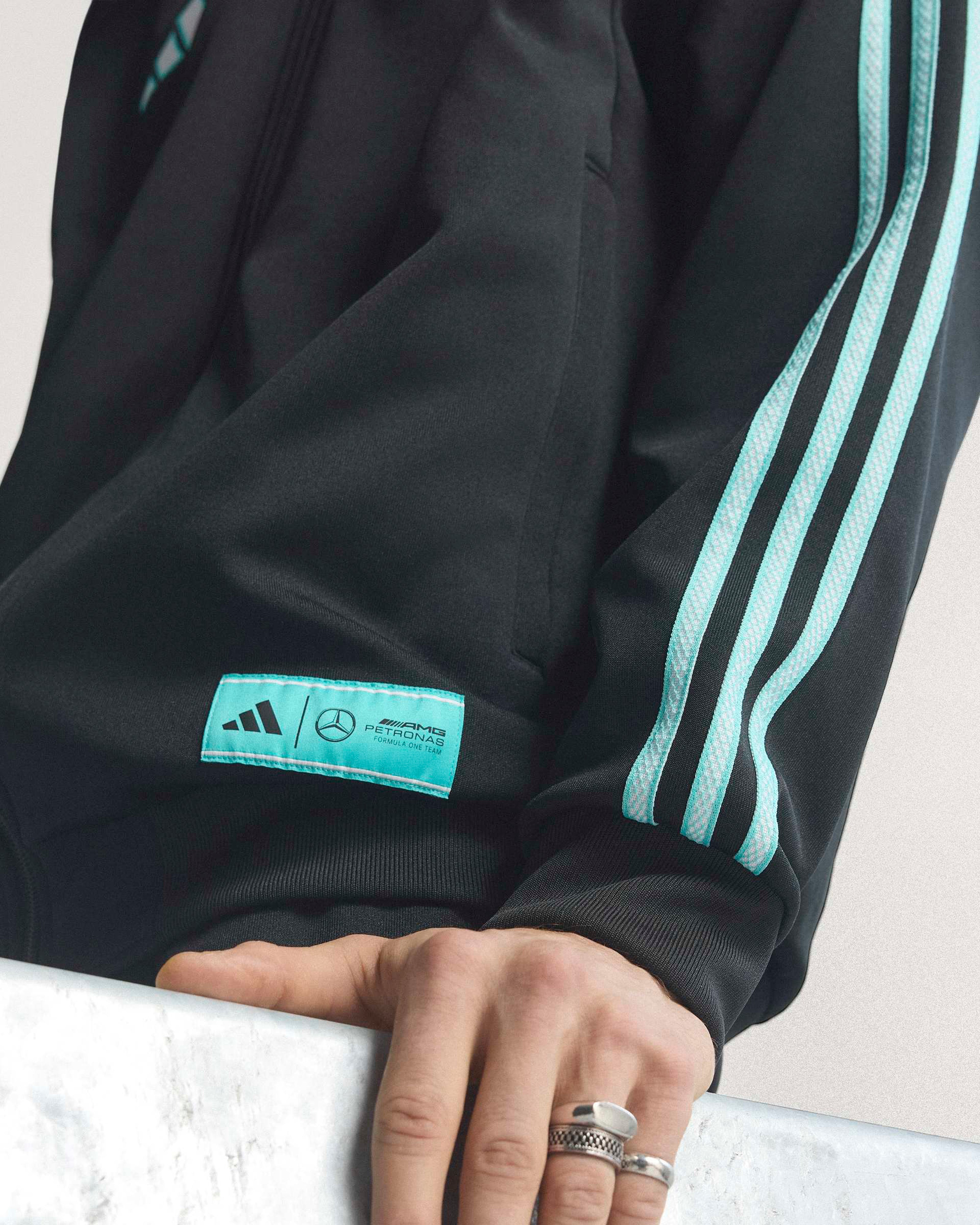 Mens Las Vegas Track Top Black/Teal | Official Mercedes-AMG