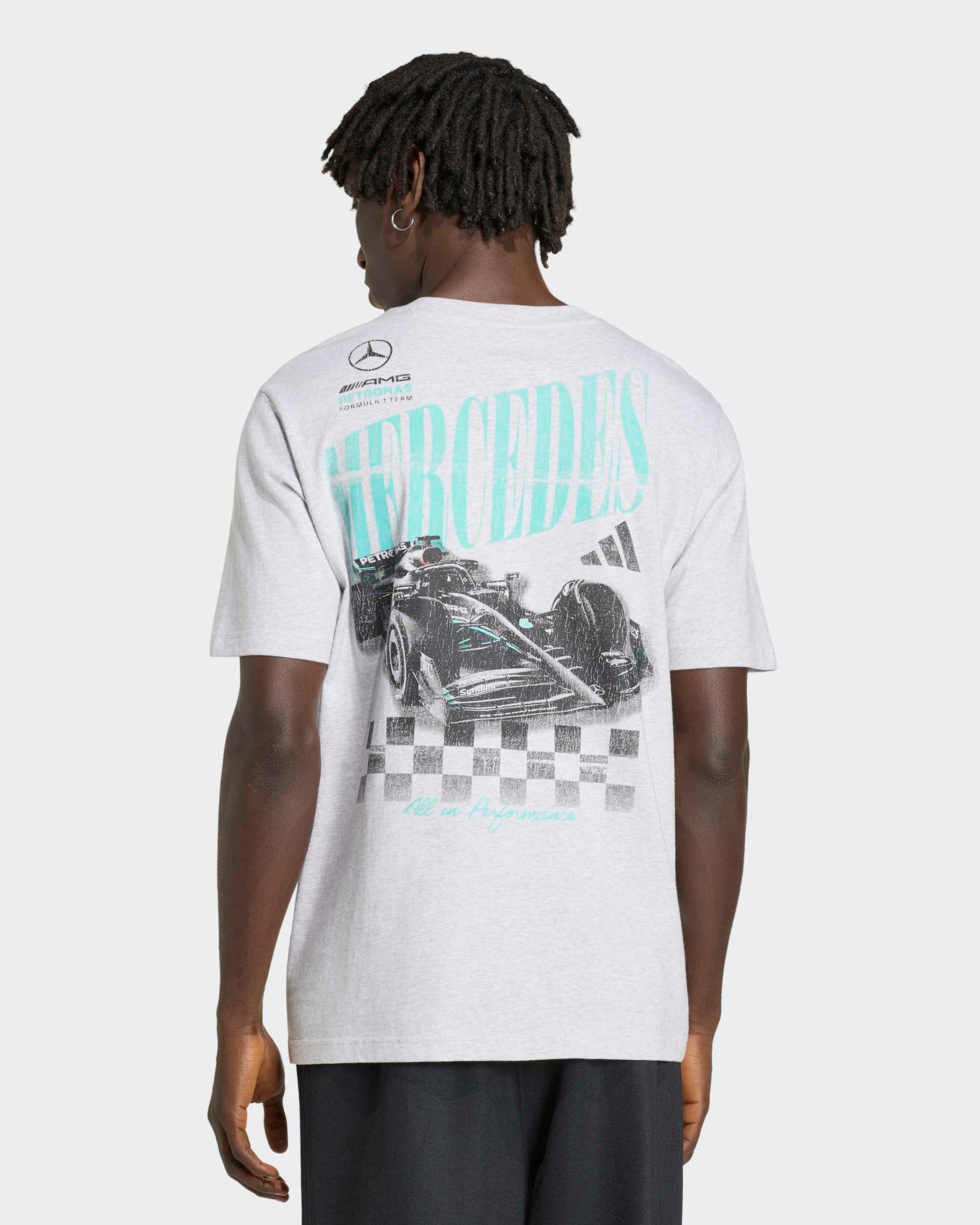 2026 Men's Graphic Overtake T-shirt-Gray|Mercedes-AMG PETRONAS F1