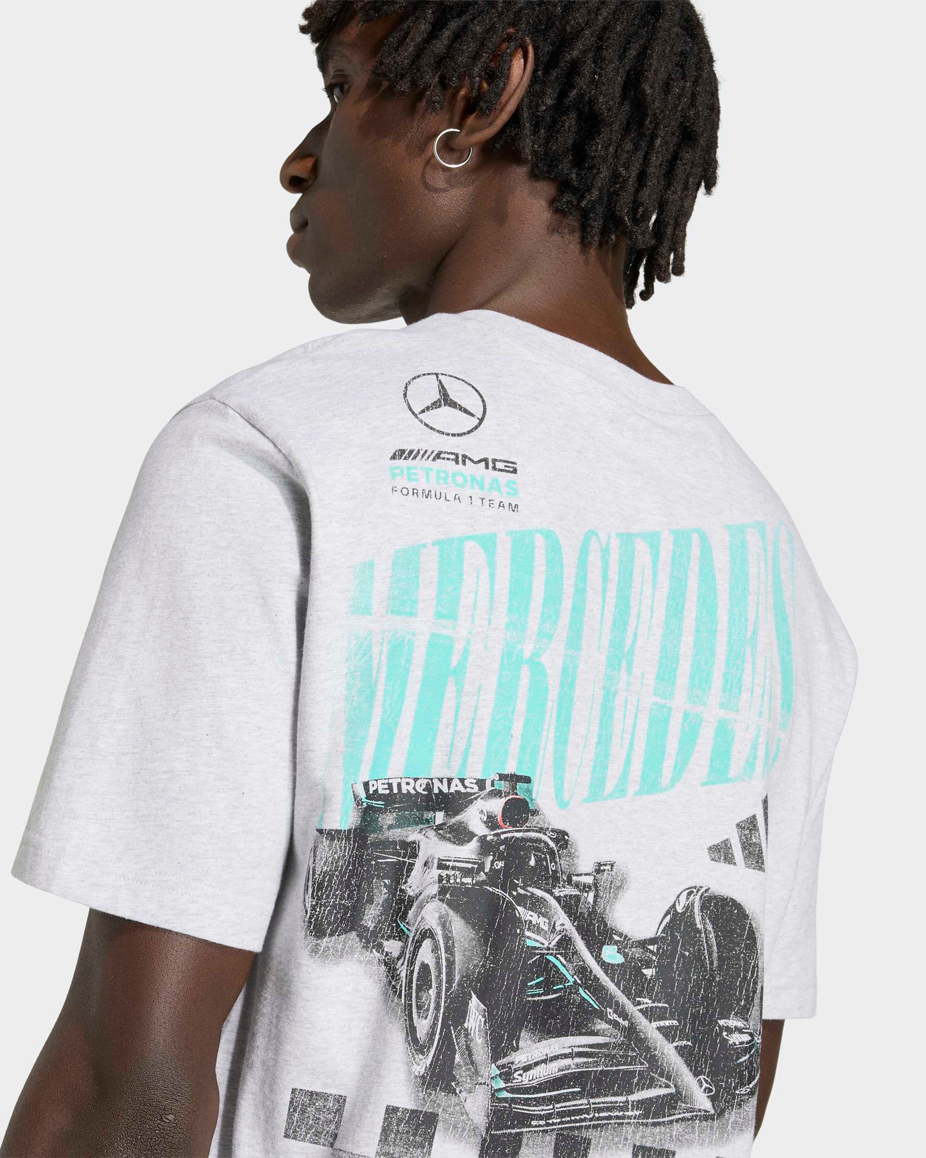 2026 Men's Graphic Overtake T-shirt-Gray|Mercedes-AMG PETRONAS F1