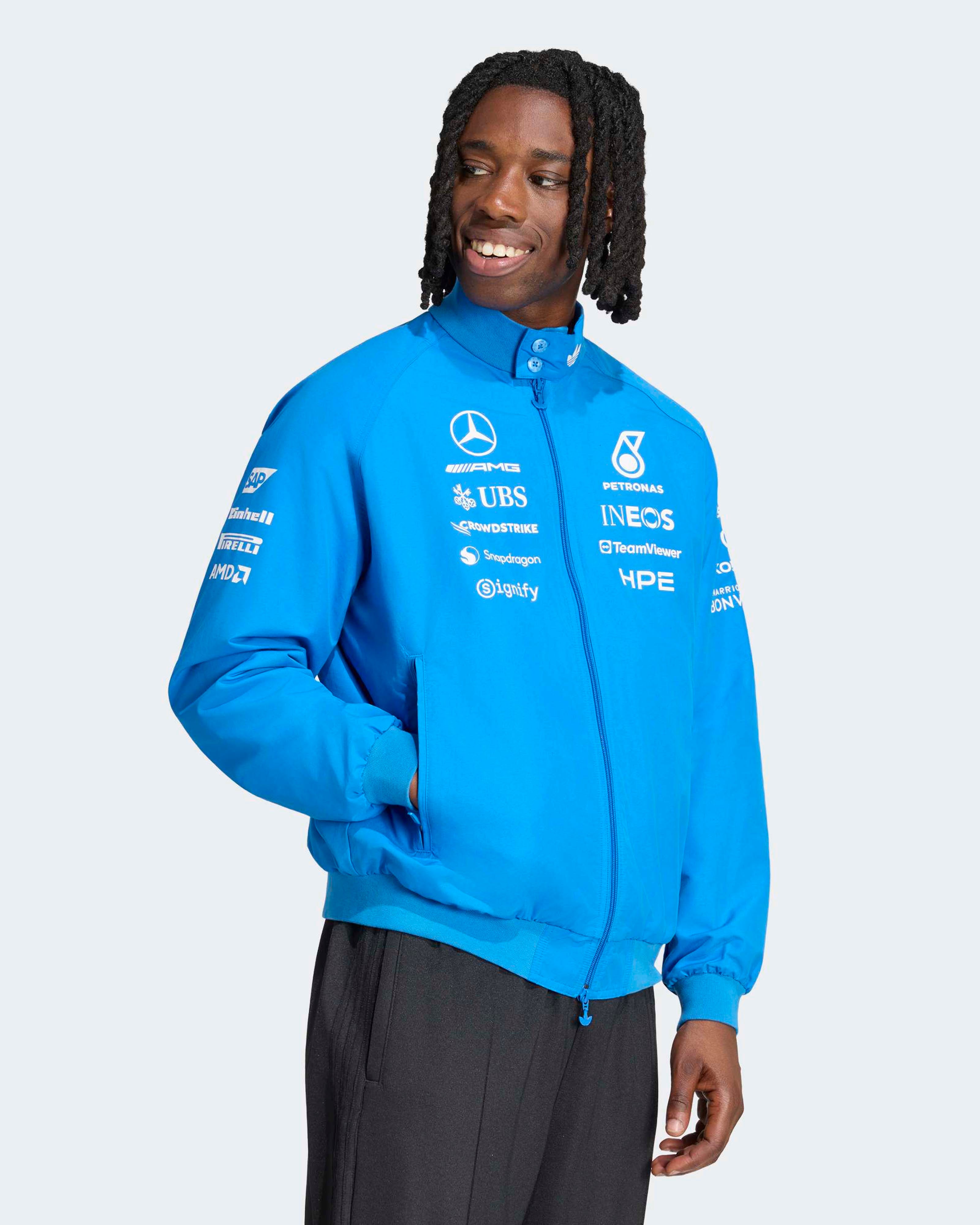 Mercedes-AMG PETRONAS F1 Team Men's Blue Wonder Harrington Jacket