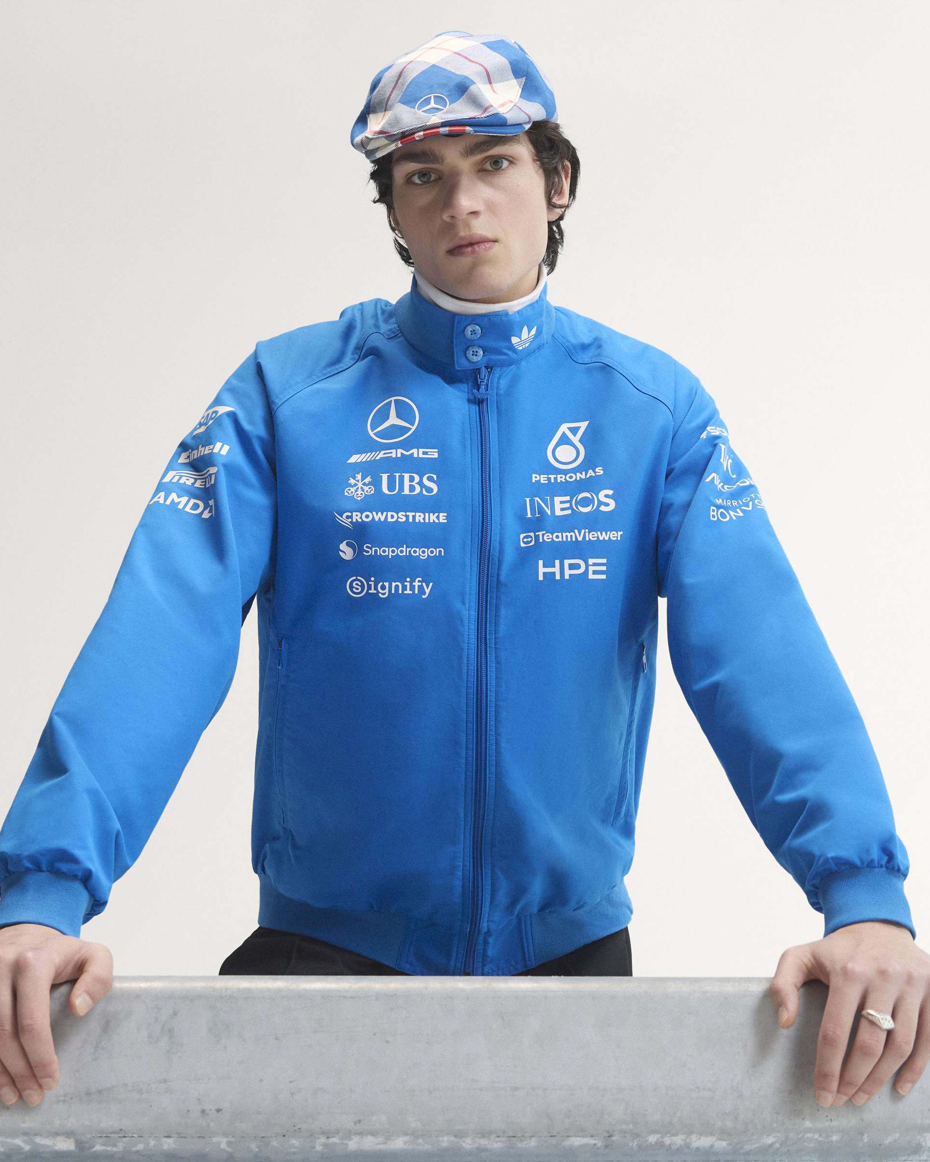 Mercedes-AMG PETRONAS F1 Team Men's Blue Wonder Harrington Jacket