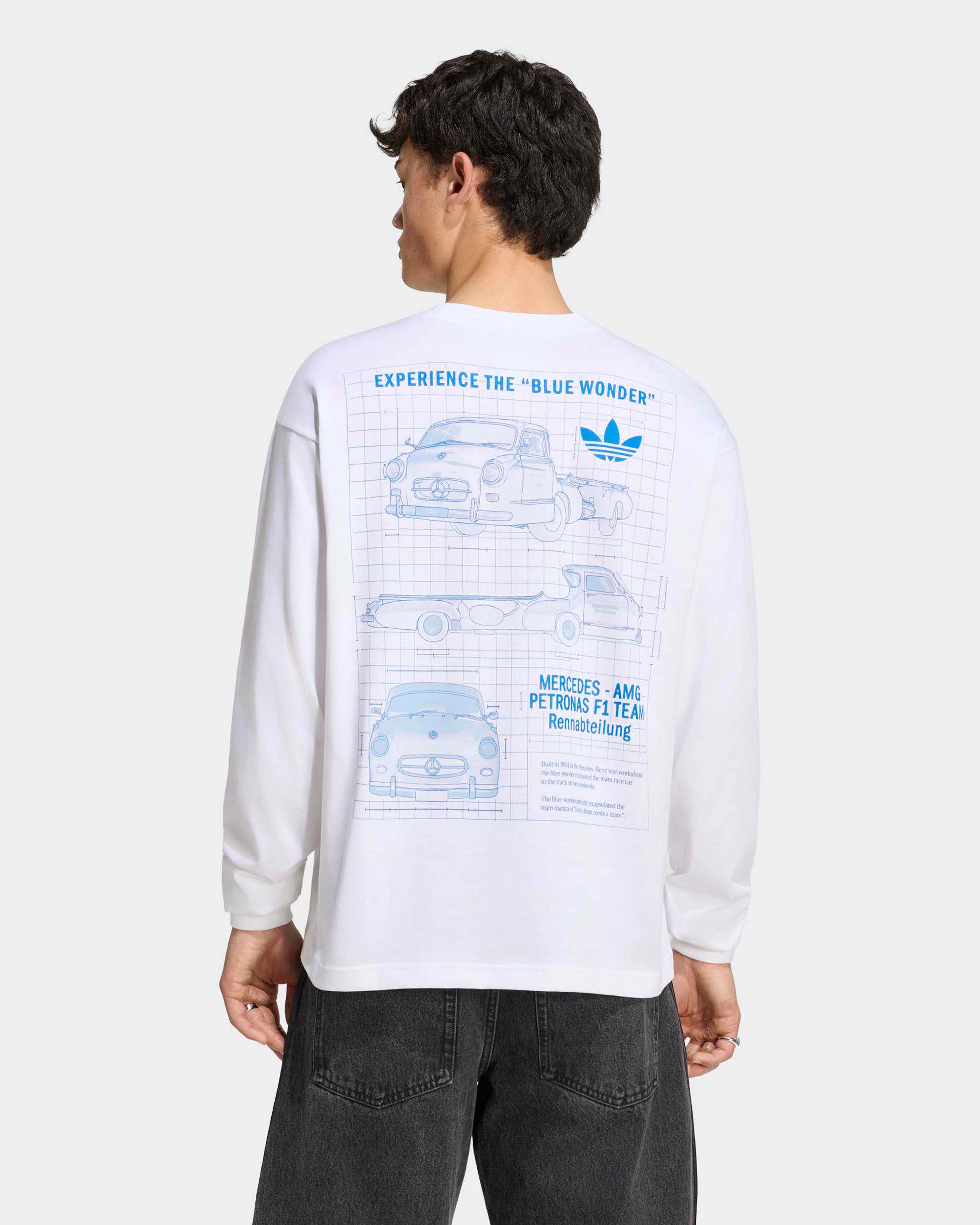 Mens Blue Wonder Longsleeve T-shirt White