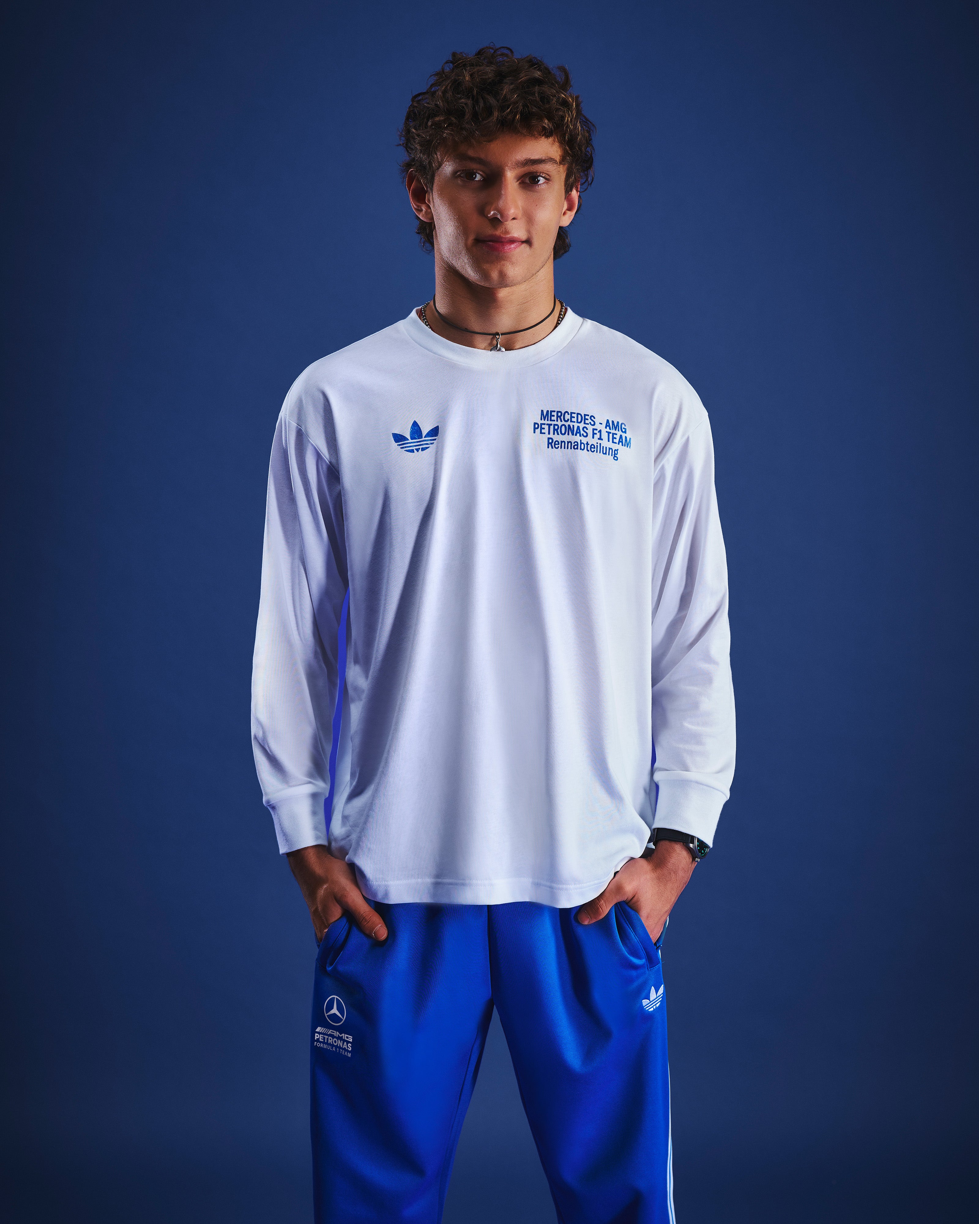 Men's Blue Wonder Long Sleeve Tee - White 2026 | Mercedes-AMG