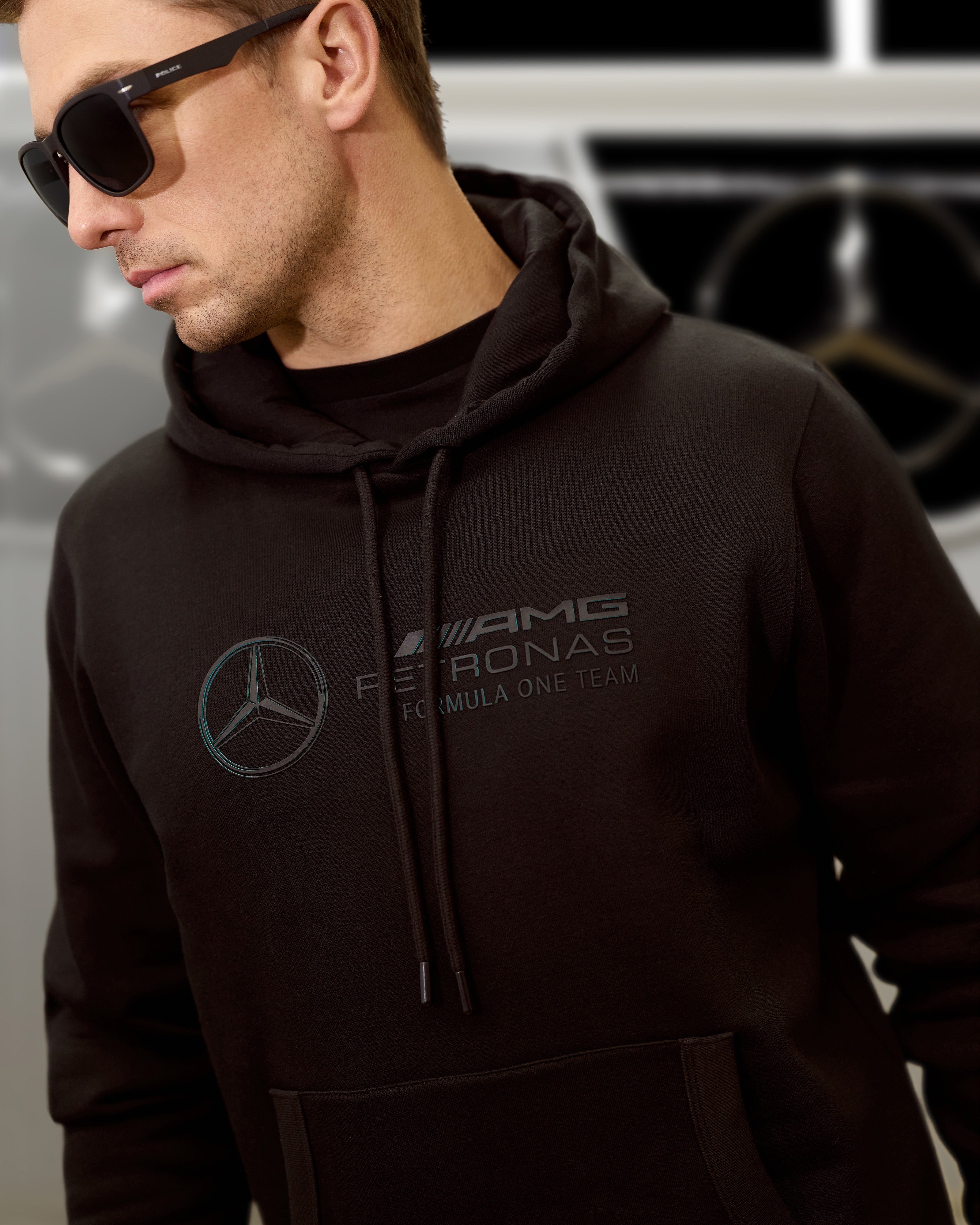 Mens Stealth Logo Hoody Black | Official Mercedes-AMG