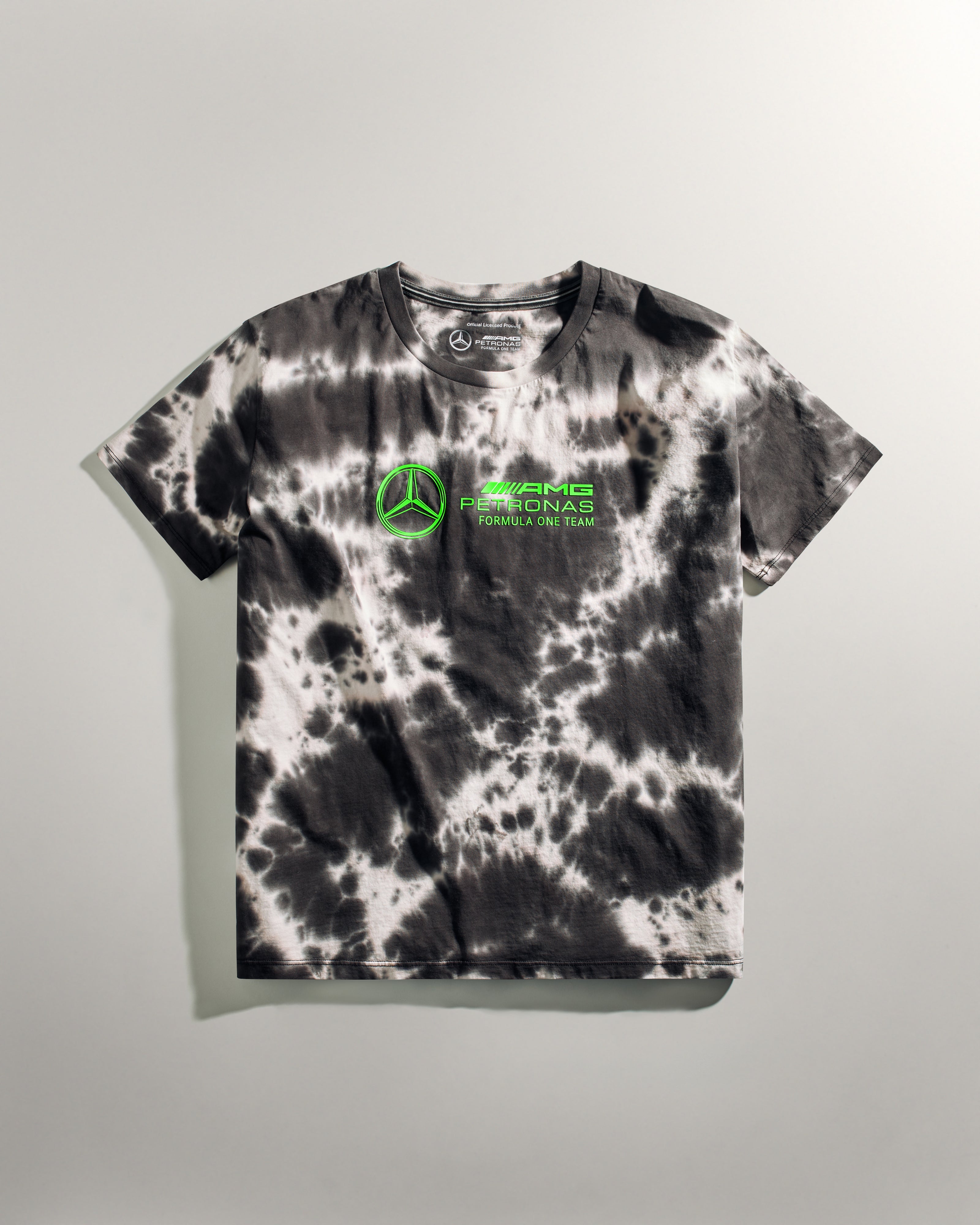 Womens Tie Dye Tee Grey/Volt Green | Official Mercedes-AMG