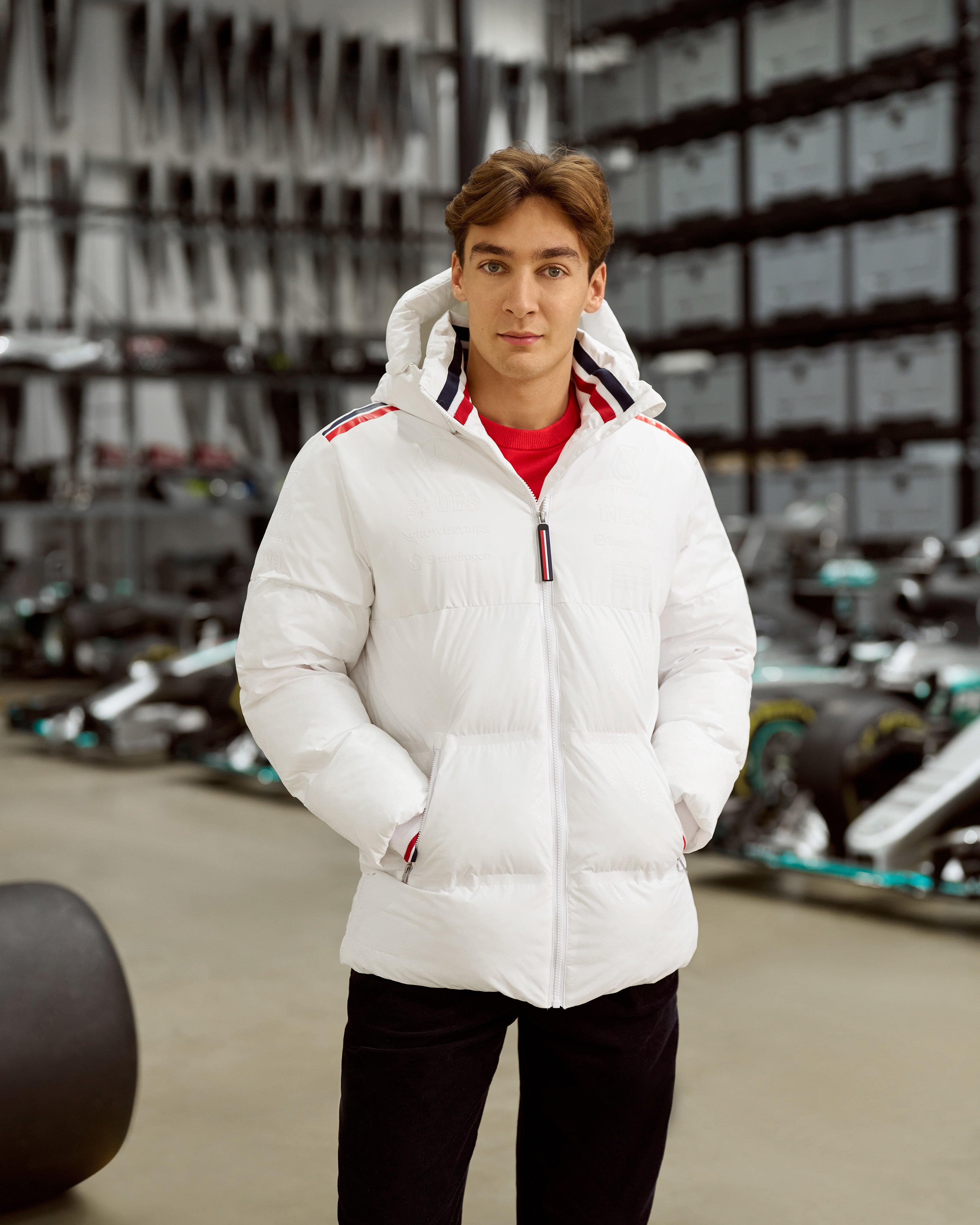 Mens white puffer jacket with hood on sale