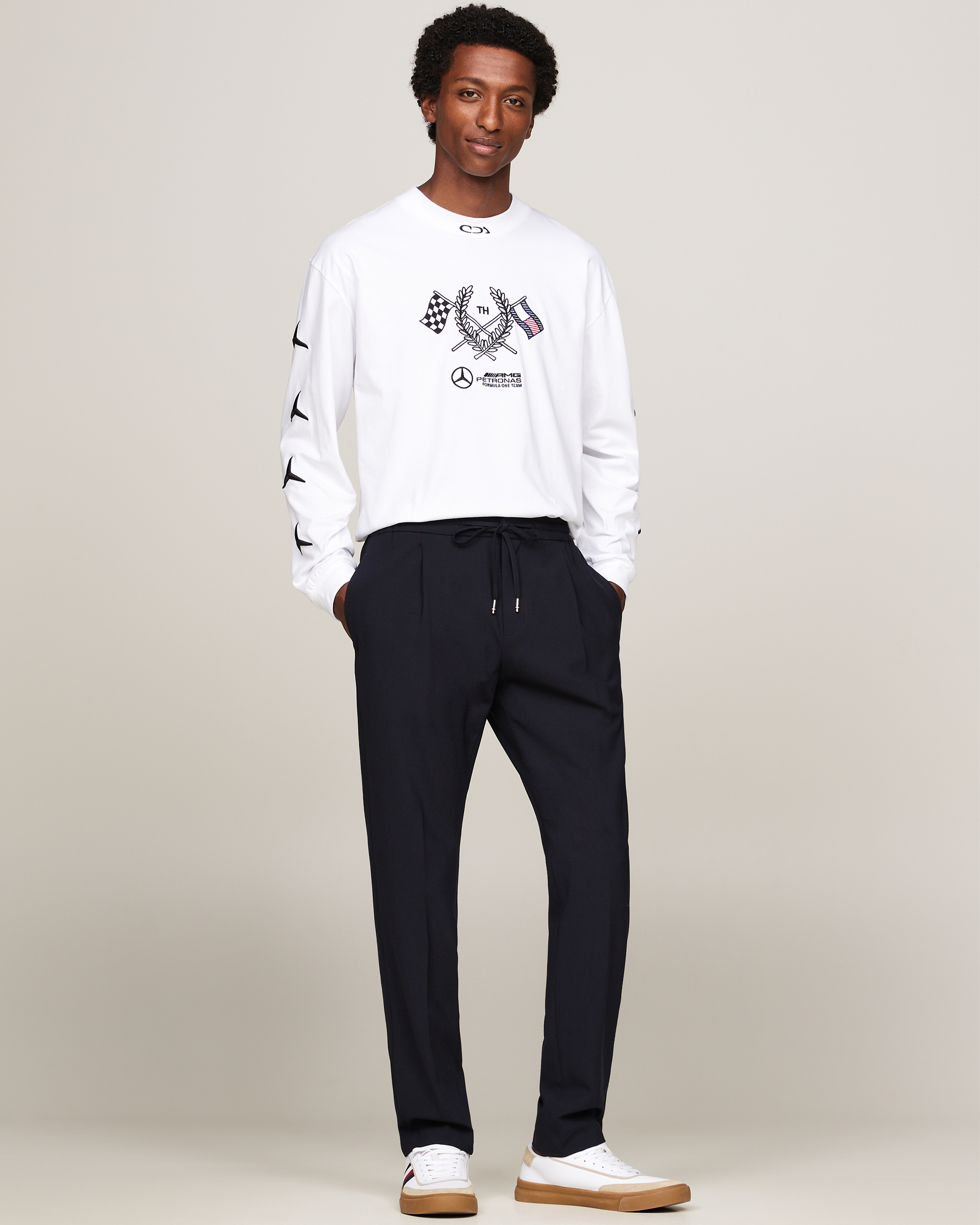 Tommy x Mercedes-AMG F1 x Clarence Ruth Longsleeve Tee White